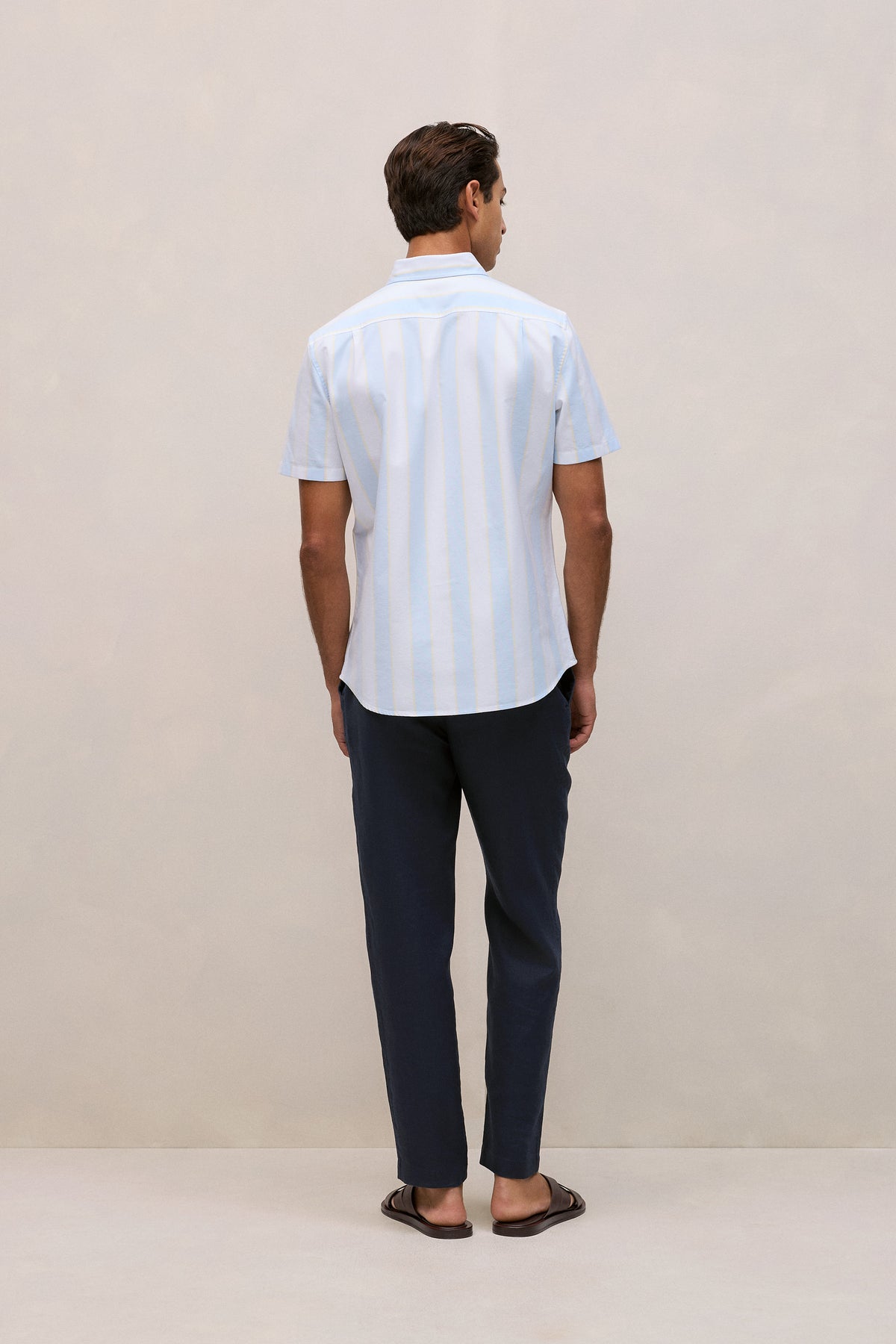 Stripe Monogram Short Sleeve Oxford Shirt