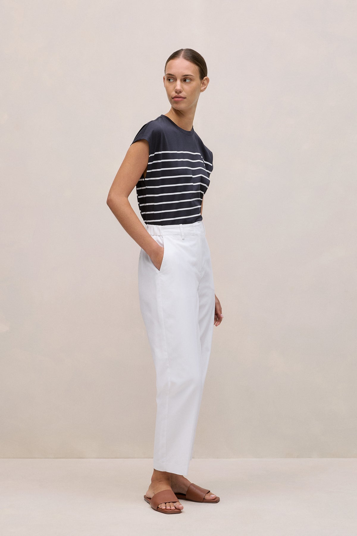 Breton Stripe Cap Sleeve T-Shirt