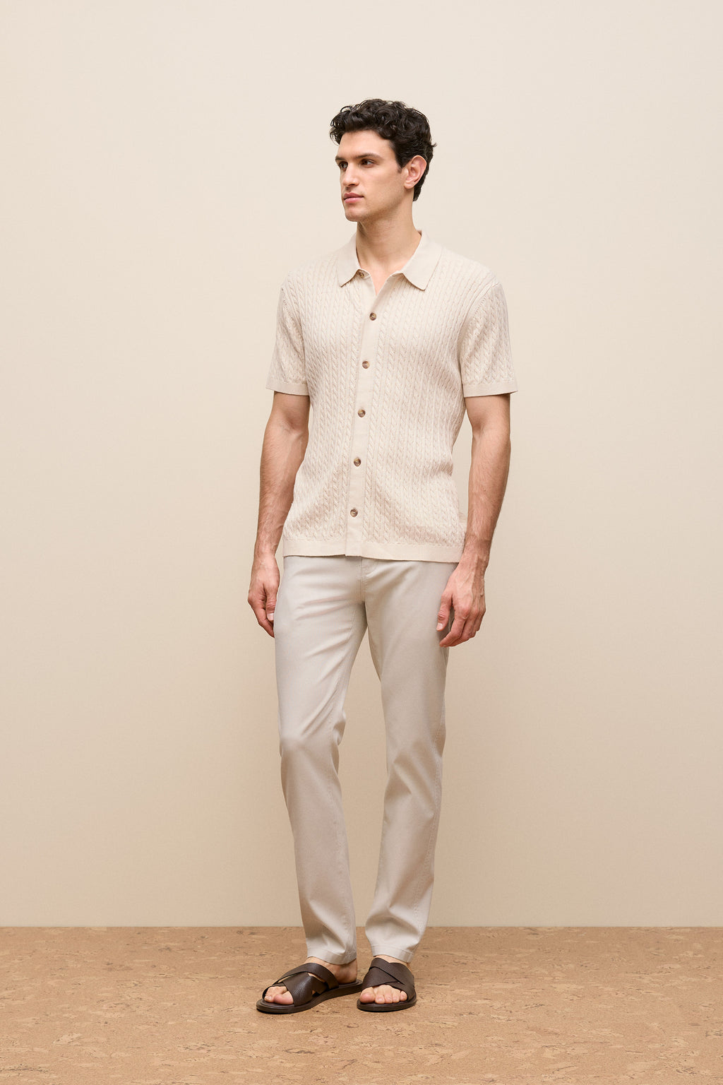 Cotton Cable Short Sleeve Shirt