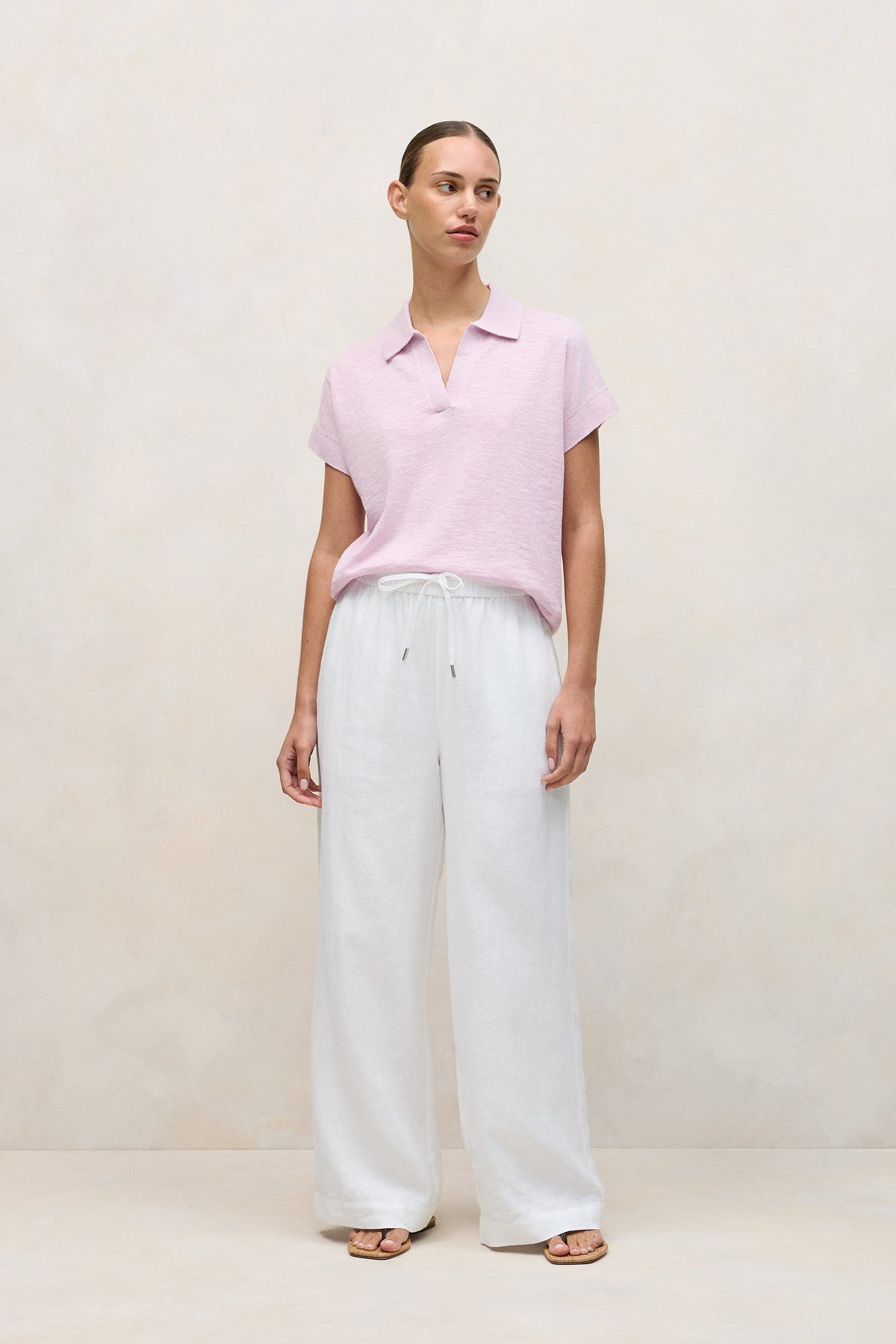 Linen Cotton Relaxed Knit Polo