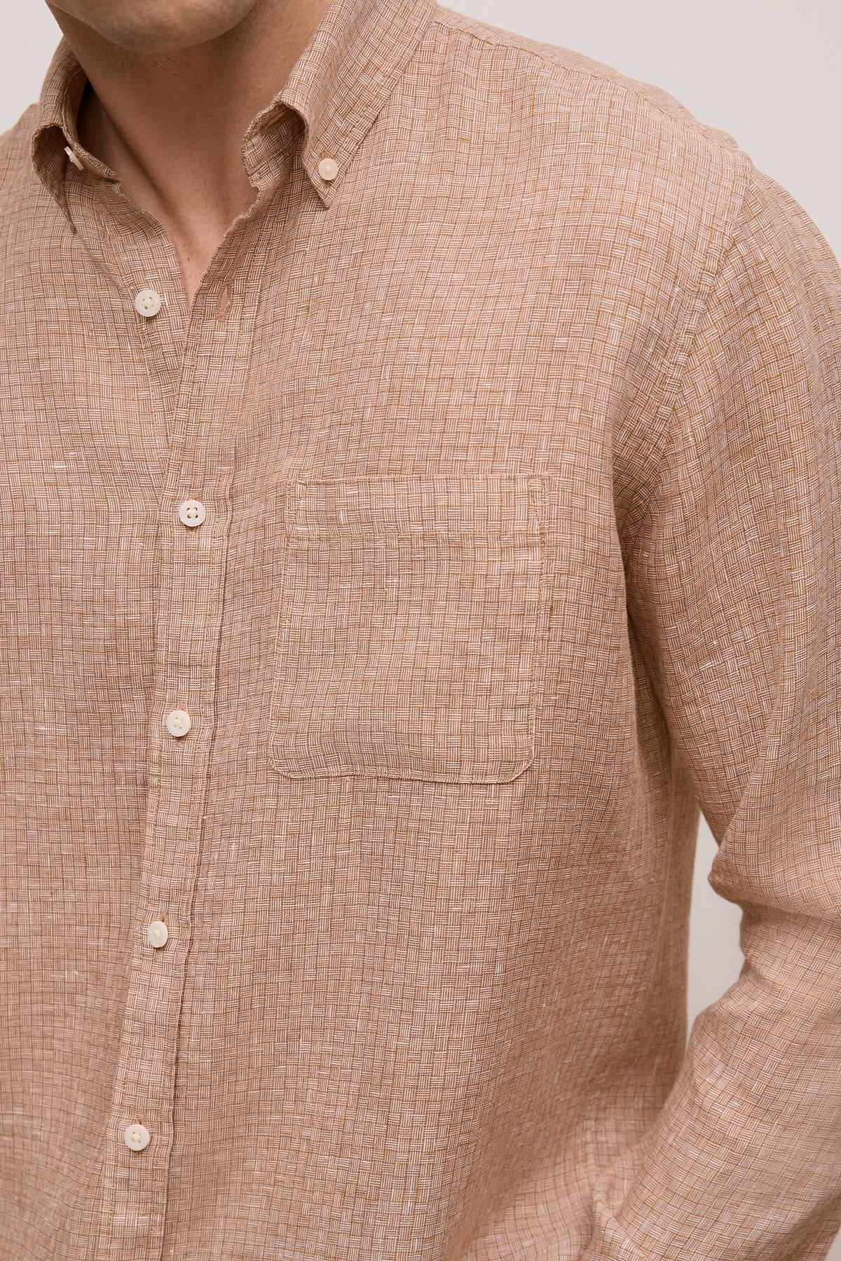 Regular Fit Yarn Dyed Linen Grid Shirt