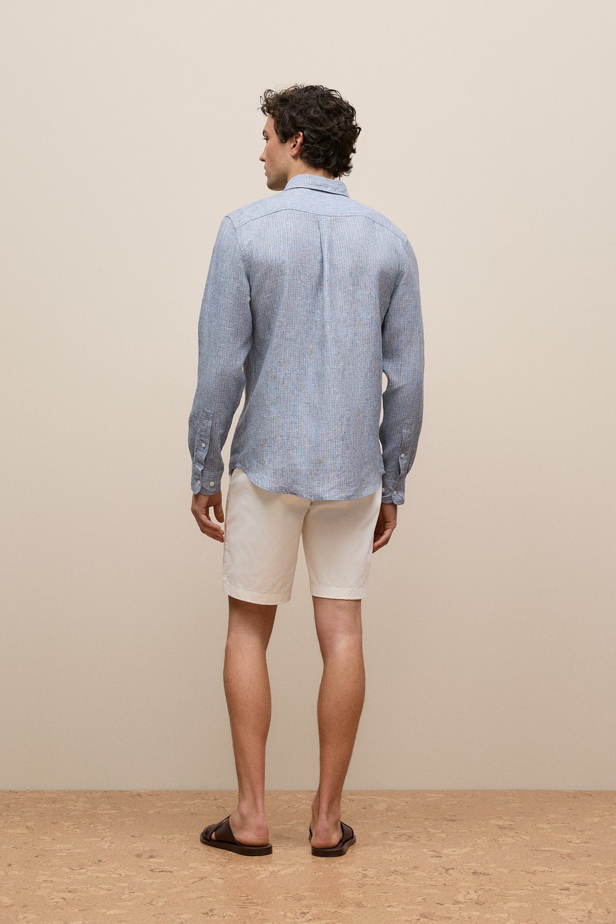 Regular Fit Yarn Dyed Linen Grid Shirt