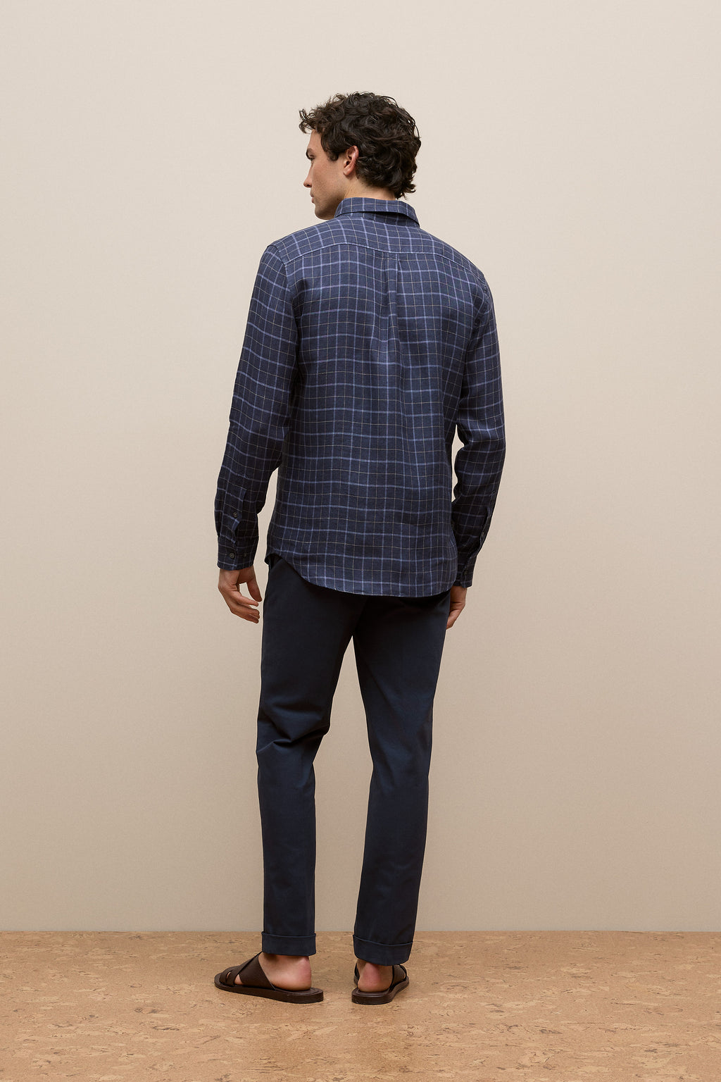 Regular Fit Linen Fine Check Shirt