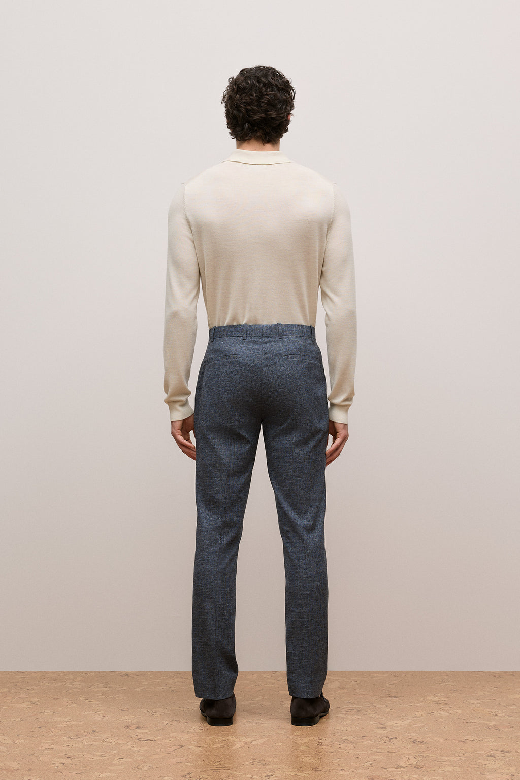 Cotton Wool Blend Straight Leg Trouser