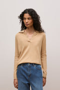 Cotton Cashmere Long Sleeve Polo