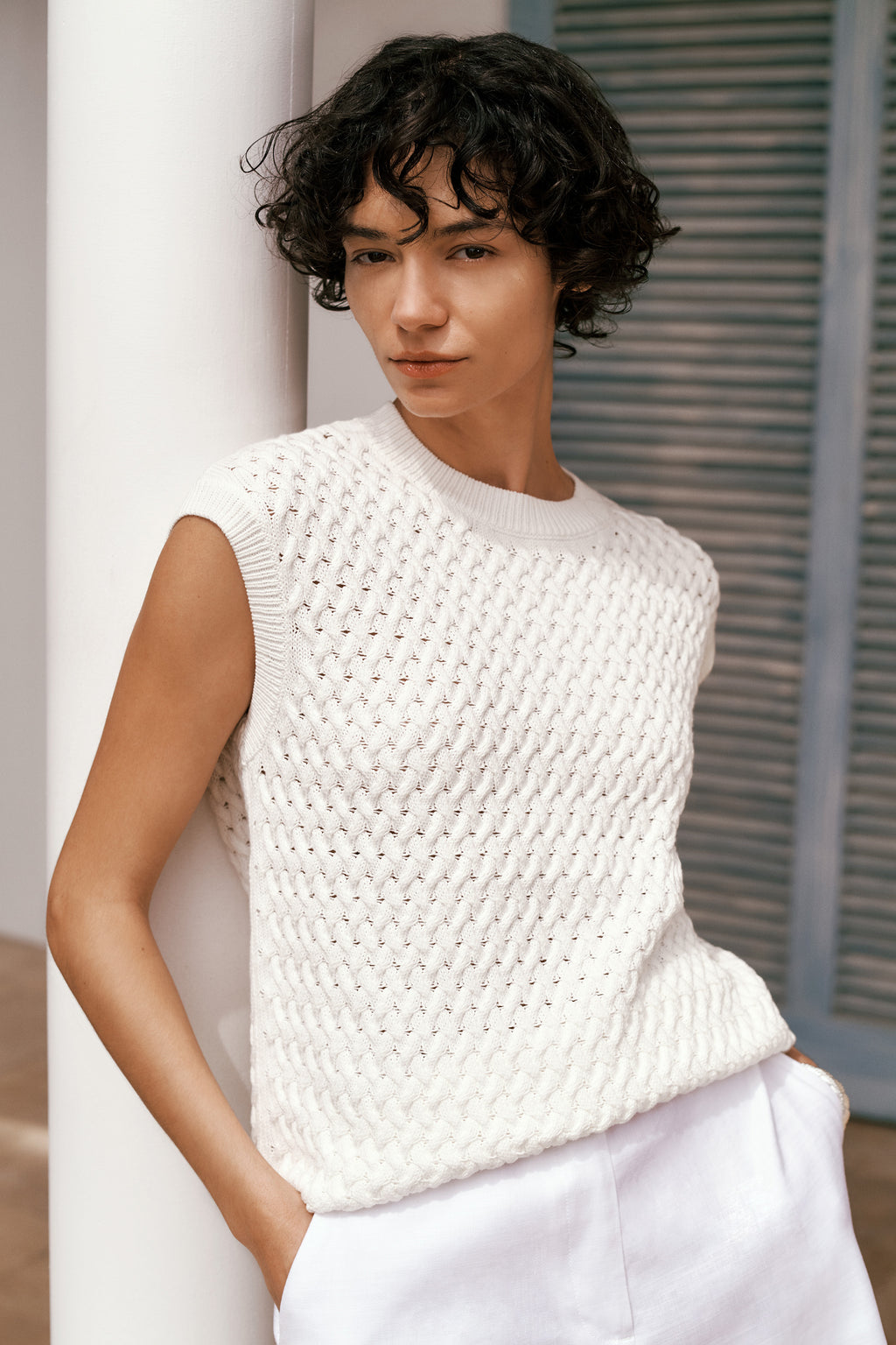 Cotton Knit Sleeveless Tunic