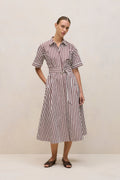 Poplin Stripe Belted Dress