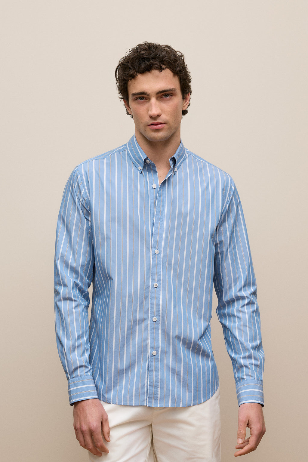 Regular Fit Poplin Stripe Long Sleeve Shirt