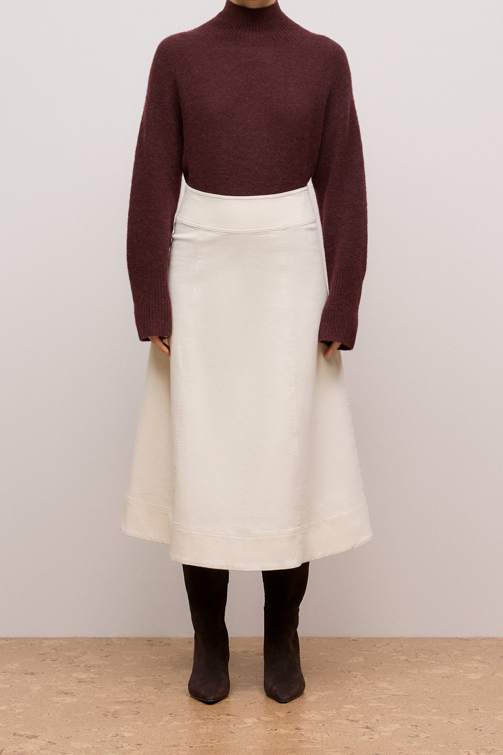 Natural Seed Denim Panelled Skirt