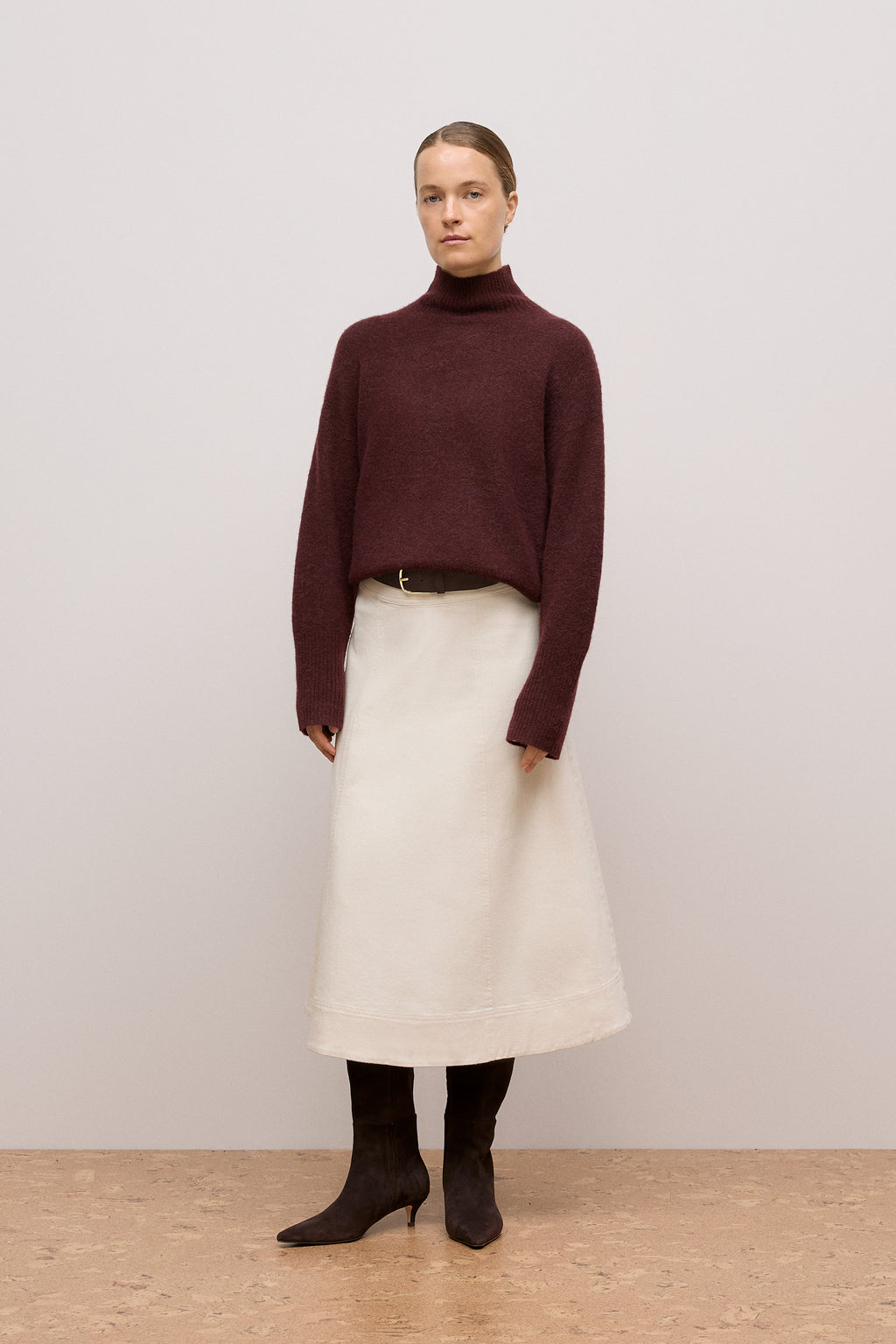 Natural Seed Denim Panelled Skirt