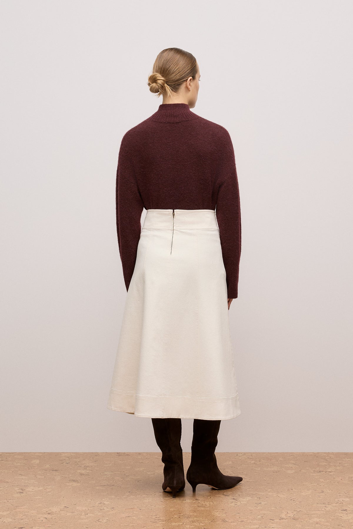 Natural Seed Denim Panelled Skirt