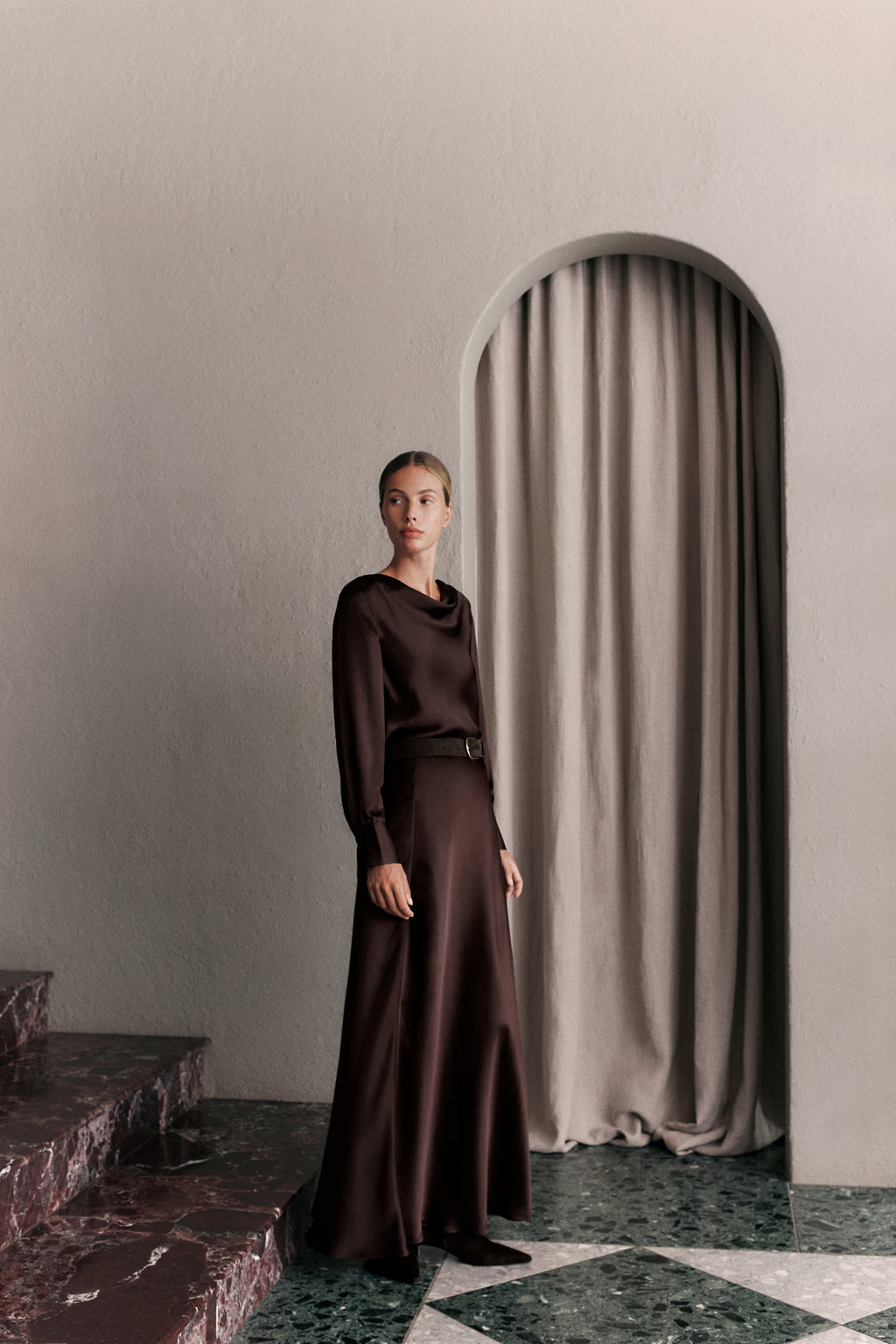 Satin Bias Cut Maxi Skirt