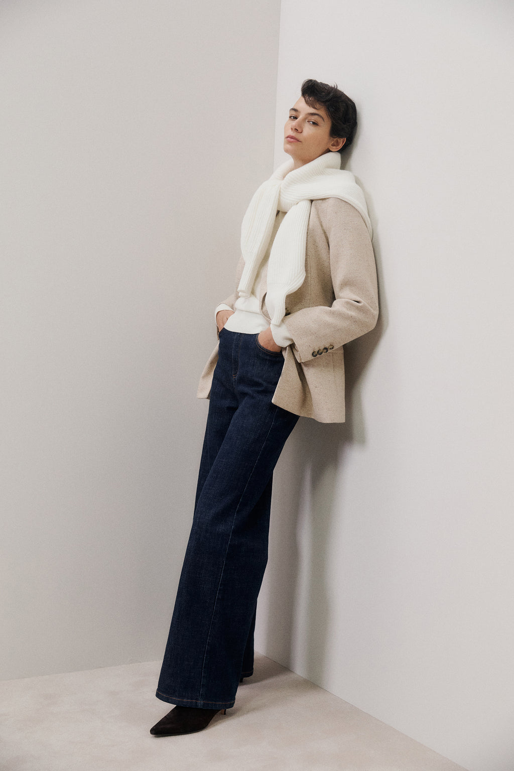 Italian Wool Blend Flecked Blazer