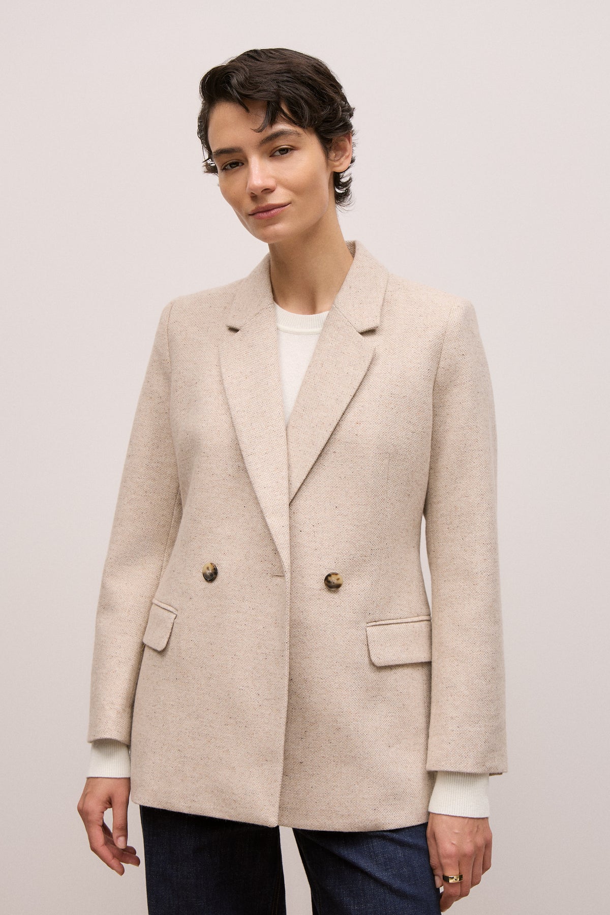 Italian Wool Blend Flecked Blazer