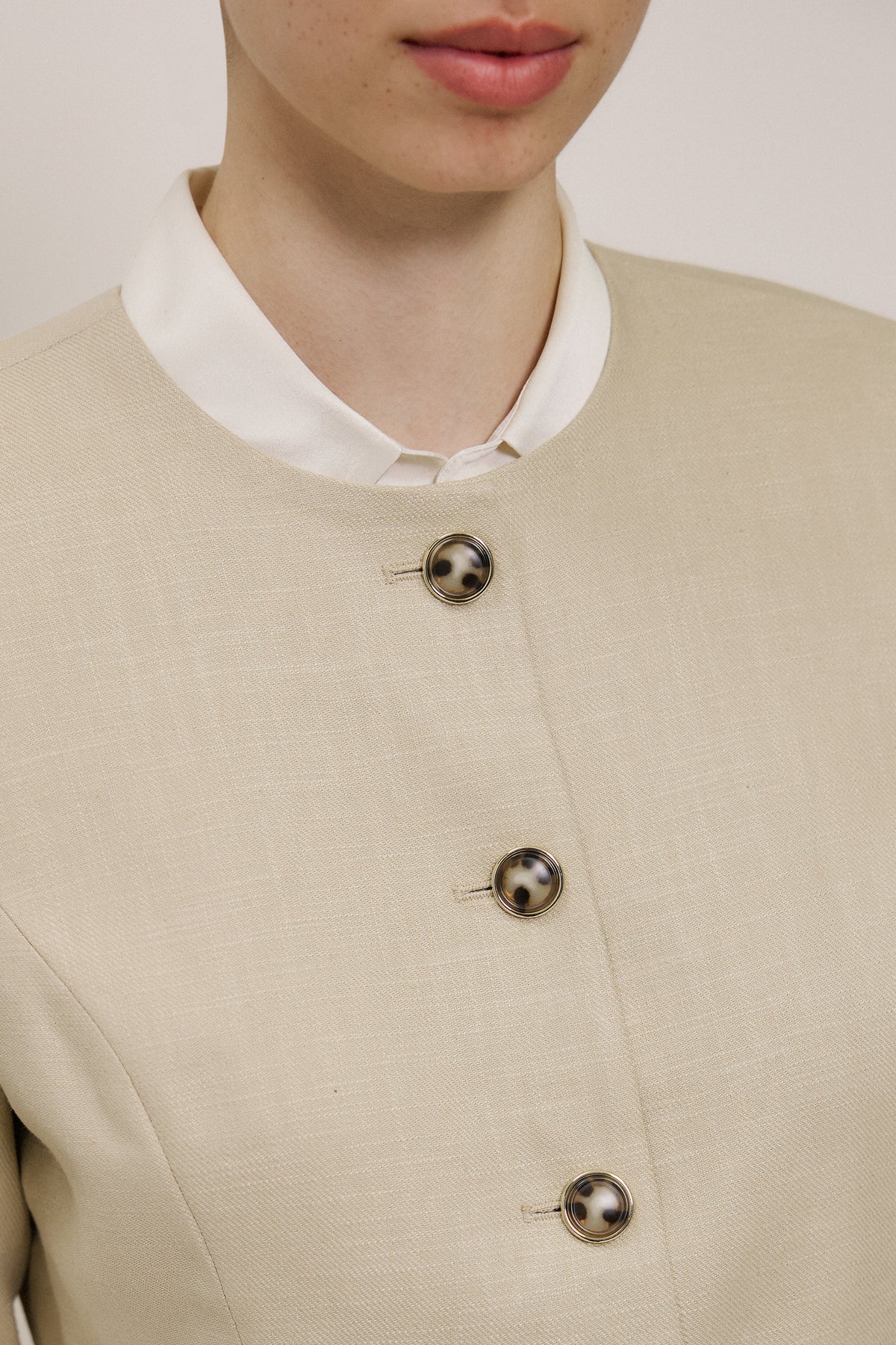Textured Collarless Jacket
