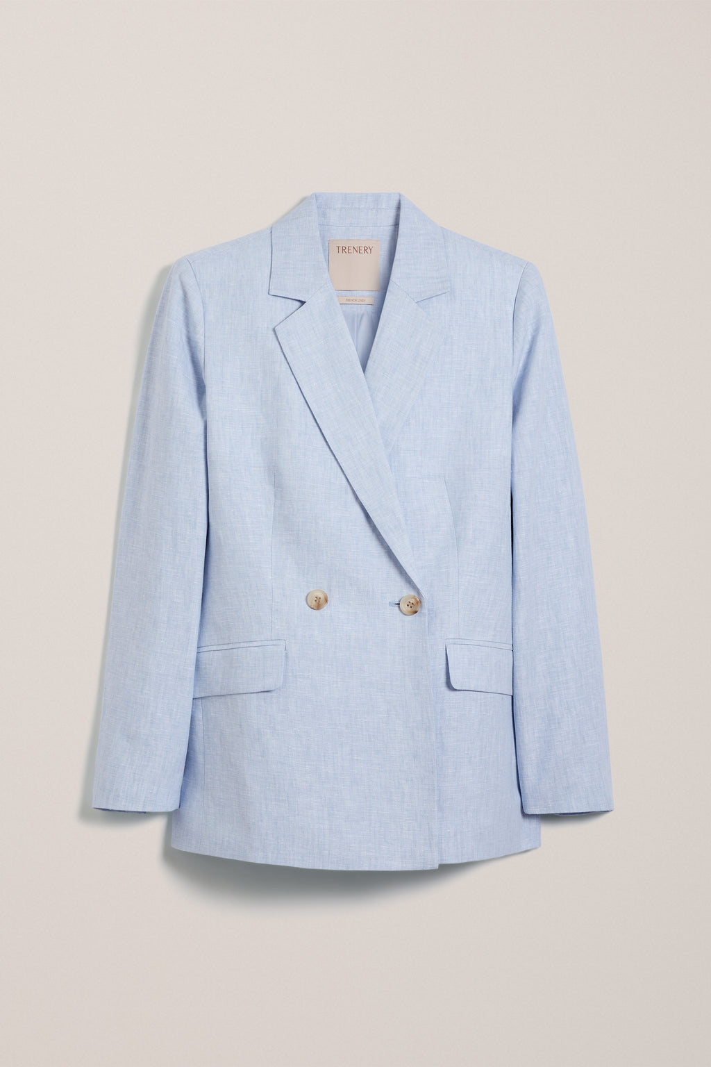 Yarn Dyed Linen Double Breasted Blazer