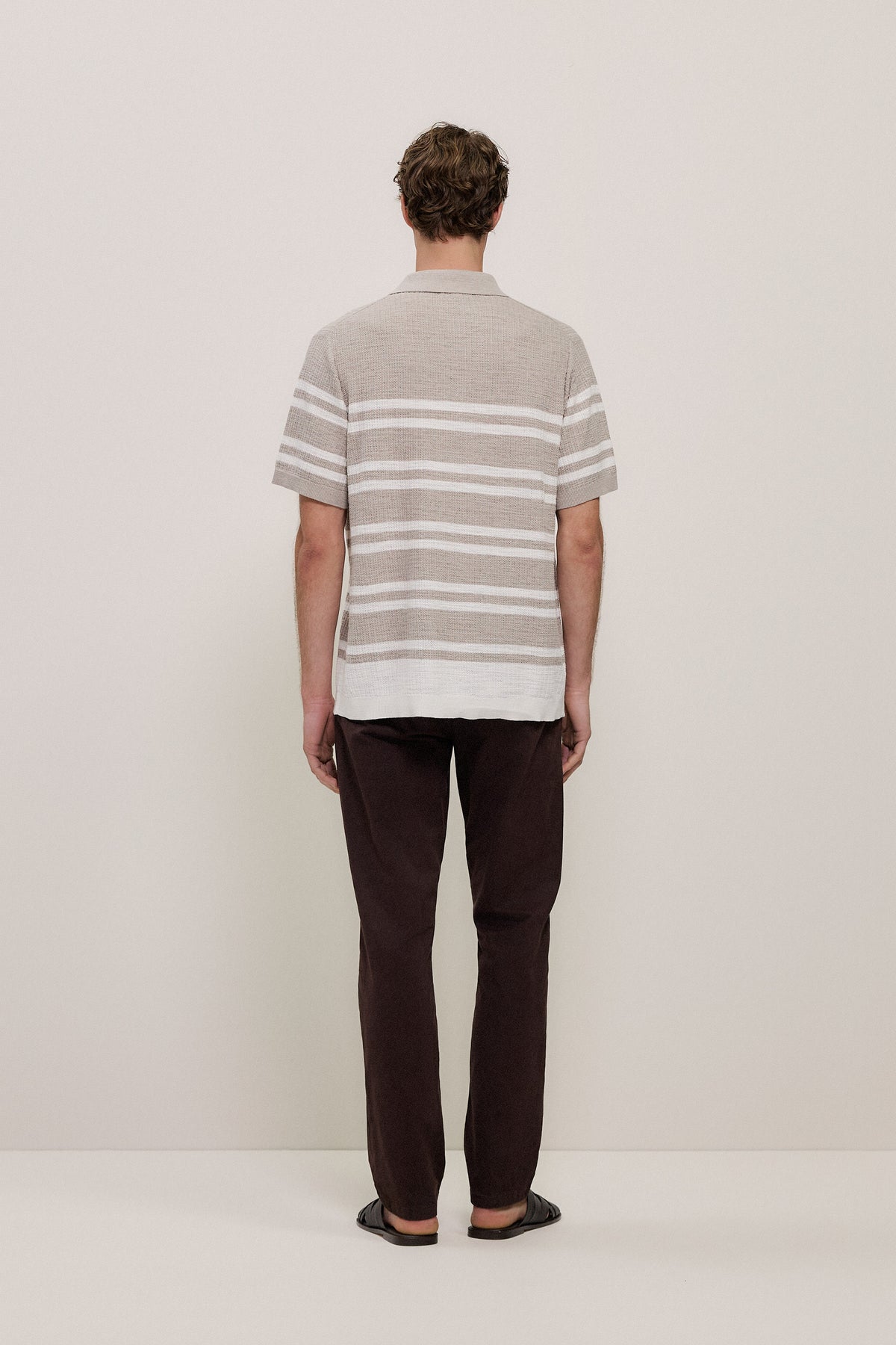 Cotton Linen Stripe Knit Shirt