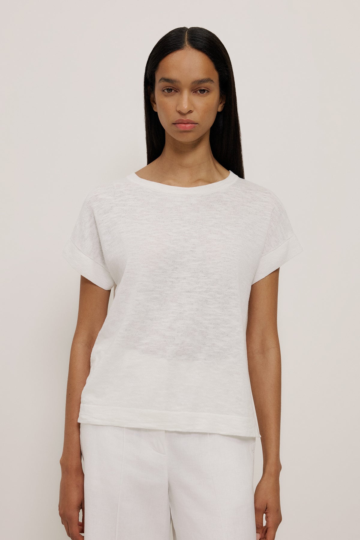 Linen Cotton Relaxed Knit T-Shirt