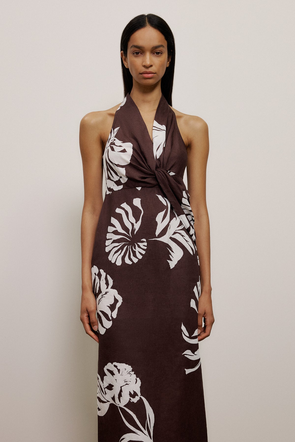 Solenne Linen Halter Dress