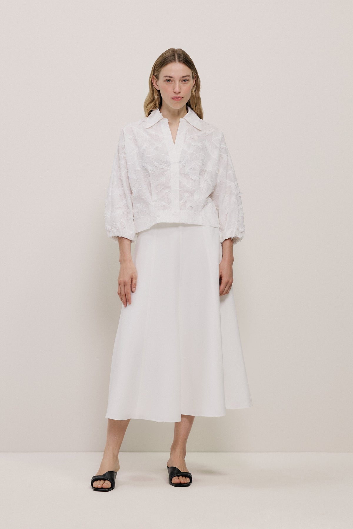 Embroidered Feather Detail Shirt