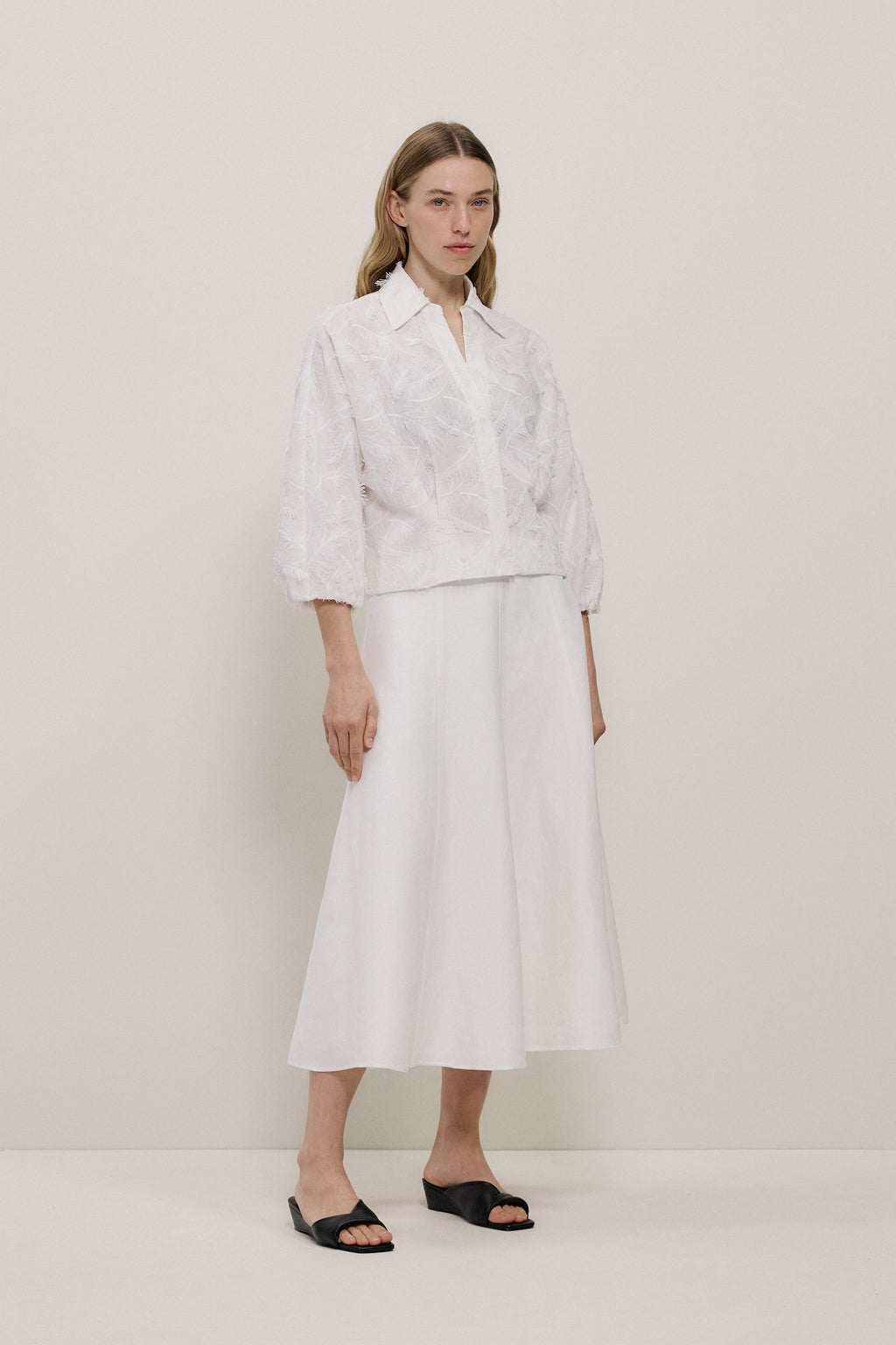 Embroidered Feather Detail Shirt